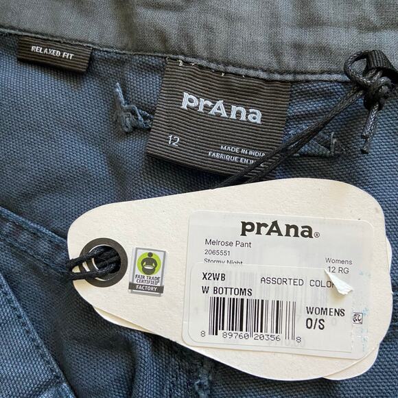 Prana Melrose Pant Womens 12 Stormy Night Relaxed Fit MR Canvas Jean 100% Cotton - Picture 5 of 11
